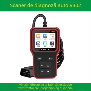 Instrument de diagnosticare OBD2 a defecțiunilor motorului – V302 scanner auto și cititor de coduri baterie (Tensiune 8–18V, Temperatură de funcționare -20°C până la 75°C, Protocol OBD2)