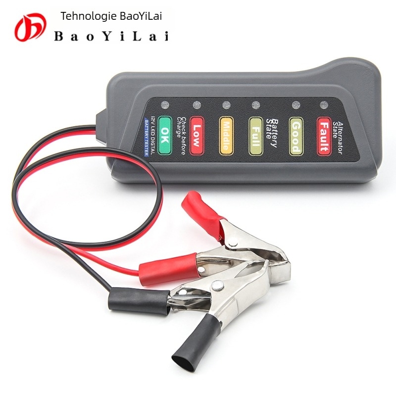 Tester baterie auto 12V – Dispozitiv de diagnoză baterie, interval de tensiune până la 16V, temperatură de funcționare -20°C până la 80°C, Model: 12V battery tester