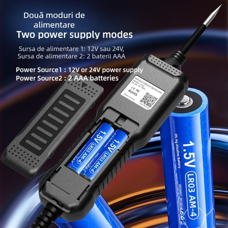 Detector de circuite P100 – detector de calitate a uleiului, detector de circuite pentru mașini și motociclete, analiză de circuite și dispozitiv de diagnostic inteligent, 12V/24V, 0–60°C