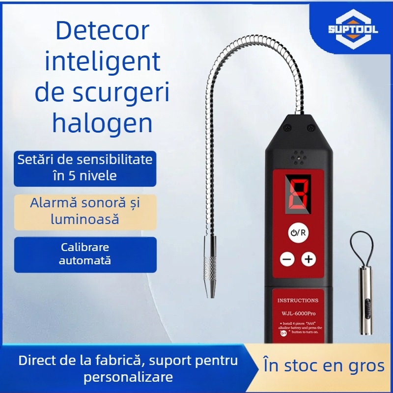 Detector de scurgeri halogen – VA127, detector portabil pentru gaz halogen (Freon) în AC-ul auto; alimentare cu 4 baterii AAA (nu sunt incluse); greutate 0.238