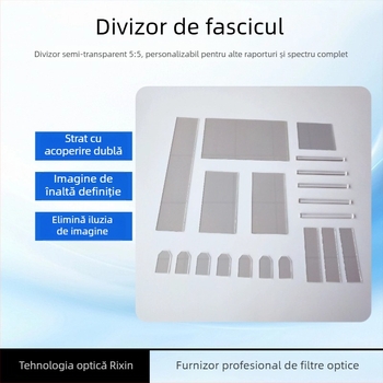 FG002 Separator de fascicule cu strat de acoperire, 55% transmisie, semi-reflectiv/semi-transmisiv, sticlă opticǎ, grosime 0.2–3 mm, forme: dreptunghiulară, circulară sau personalizabilă
