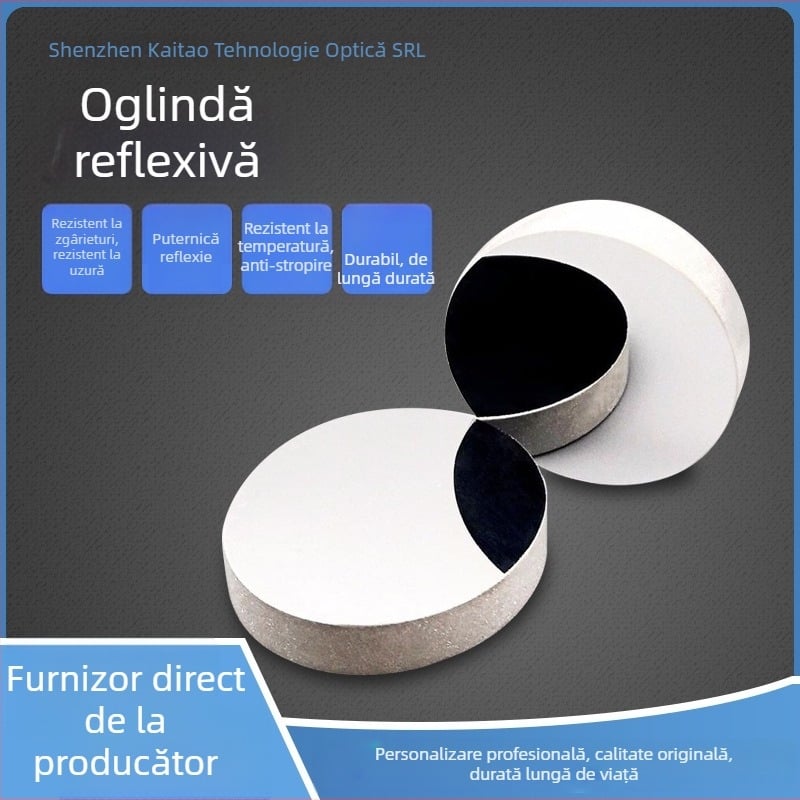 SZ-KT-FS-01 Oglindă plană pentru opticǎ și sisteme cu laser; materiale: Float glass / sticlă opticǎ / K9 / cuarț / safir; formă: rotundă / pătrată / personalizată; grosime: 0.21–2.0 mm; utilizare principală: lentile industriale și sursă de lumină în aceeaș