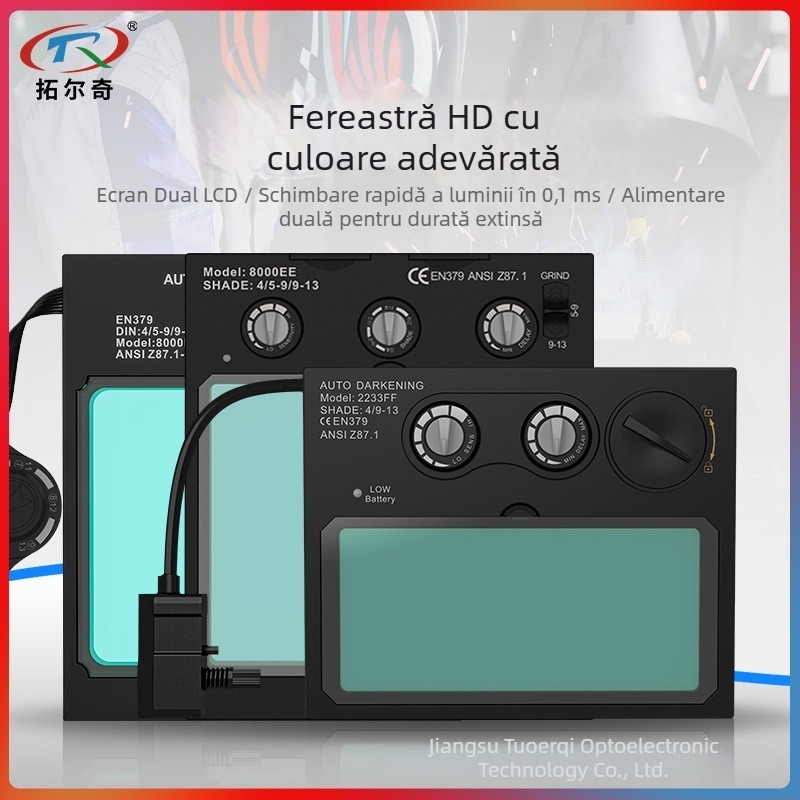 Mască de sudură cu auto-întunecare DIN9-13, filtru înlocuibil, alimentare solară, DIN4 în modul luminos