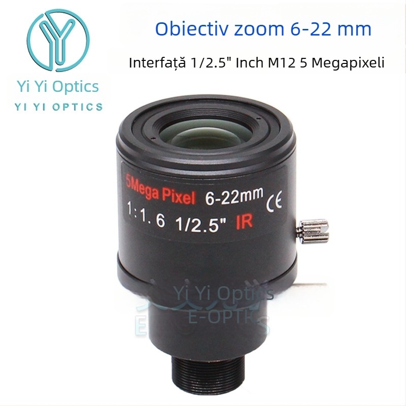 Obiectiv zoom cu zoom manual și blocare, 6-22 mm, montaj M12, F1.6, senzor 1/2.5 inci, distanță minimă de focalizare 0,3 m