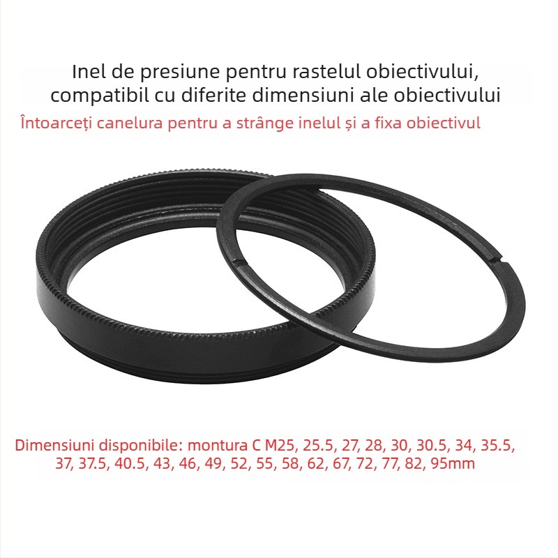Cadru de filtru pentru obiectiv industrial, filet M30.5, montură C (C-Port), compatibil cu mai multe cadre standard de filtre