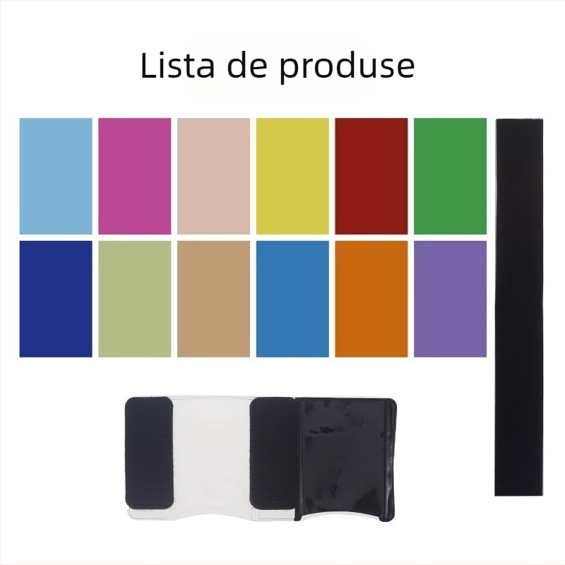 Kit accesorii bliț DSLR: 12 filtre de culoare, film pentru temperatura culorii, montaj din aliaj de aluminiu