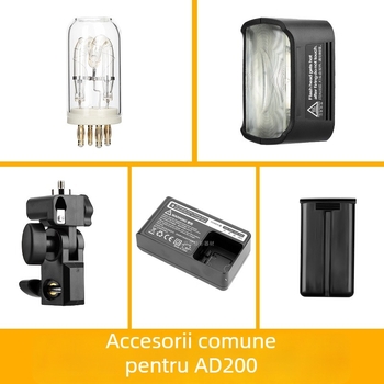 Kit de accesorii pentru bliț God Cow AD200/AD200Pro cu baterie, cutie de iluminare difuză, tub de iluminare, sferă difuză de lumină și capac de protecție