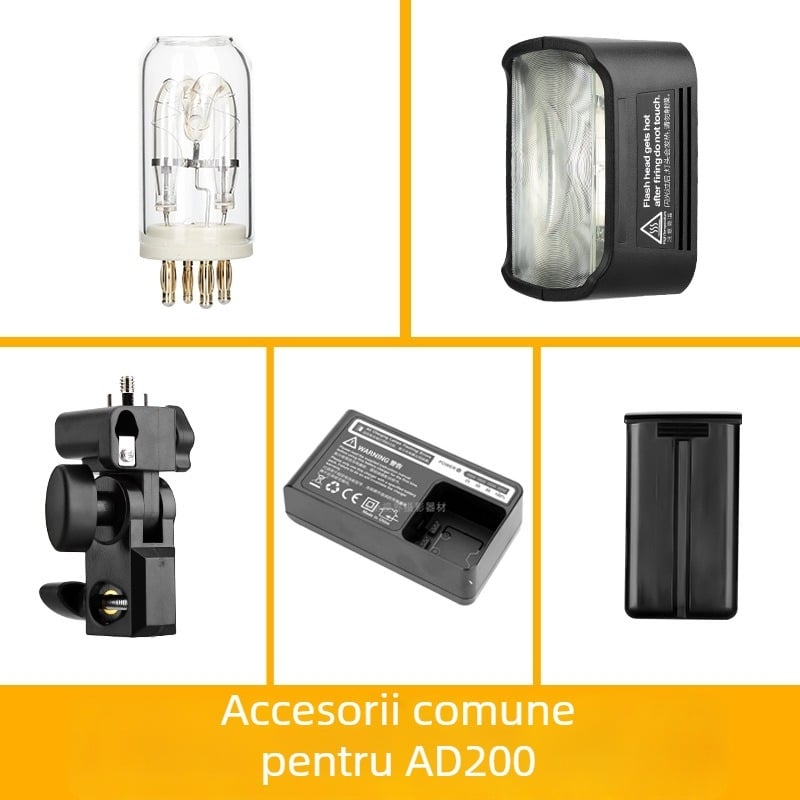 Kit de accesorii pentru bliț God Cow AD200/AD200Pro cu baterie, cutie de iluminare difuză, tub de iluminare, sferă difuză de lumină și capac de protecție