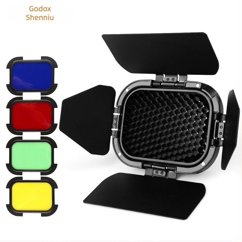 Accesorii de iluminare Shenniu BD-07: grilă cu celule și filtre de culoare pentru Canon/Nikon DSLR TTL bliț