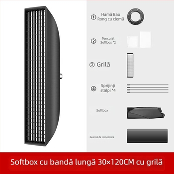 Corp de iluminat cu lumină moale — softbox octagonal cu plasă, din fibră de carbon, sarcină maximă 2–5 kg, greutate 1,2 kg