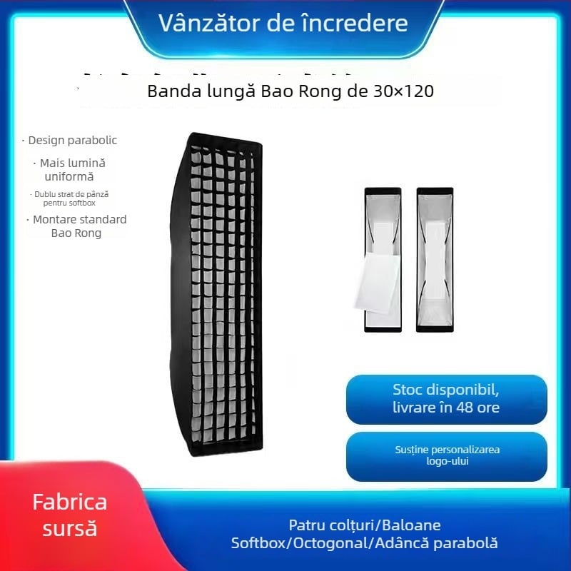 Corp de iluminat cu lumină moale — softbox octagonal cu plasă, din fibră de carbon, sarcină maximă 2–5 kg, greutate 1,2 kg