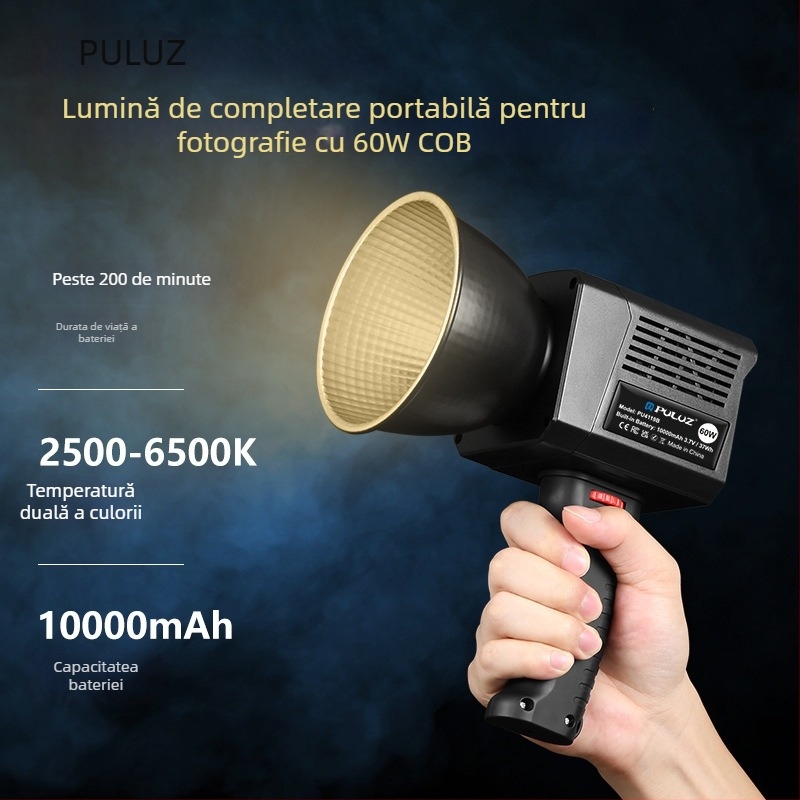 Puluz PU4119 Lumină de studio - construcție din plastic, 1 kg, compatibil universal, iluminare COB pentru fotografie