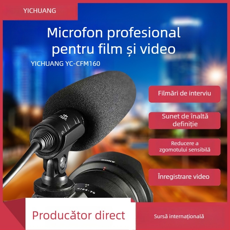 CFM160 microfon condensator pentru DSLR – înregistrări externe de interviu, aliaj de aluminiu