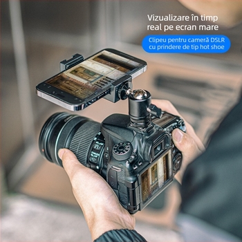 Set capete de trepied - Universal aliaj de aluminiu, suport pentru telefon cu hot shoe, sarcină până la 2 kg, suport pentru lumină de birou