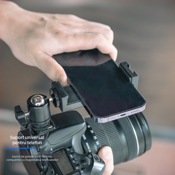 Set capete de trepied - Universal aliaj de aluminiu, suport pentru telefon cu hot shoe, sarcină până la 2 kg, suport pentru lumină de birou