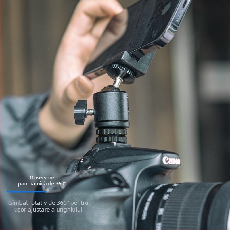 Set capete de trepied - Universal aliaj de aluminiu, suport pentru telefon cu hot shoe, sarcină până la 2 kg, suport pentru lumină de birou