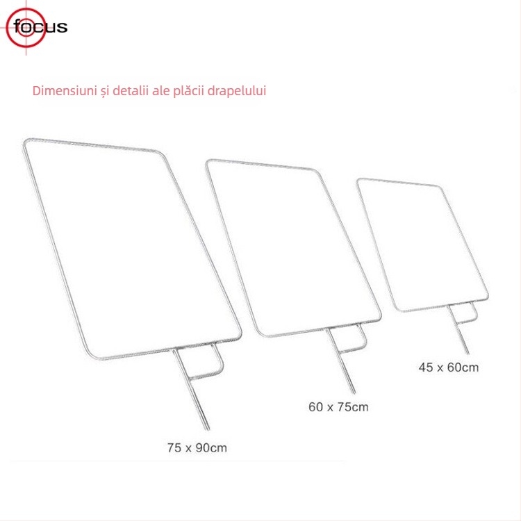 Cadru din oțel inoxidabil pentru steag, fotografie — Focus RE207L, modelul 2018, echipament reflectiv, utilizare generală, include 1 placă de steag