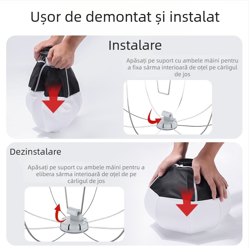Aparat de iluminare cu lumină difuză pentru Baorong mini, material Nylon ABS/Oxford, greutate 0,22 kg, sarcină maximă sub 2 kg