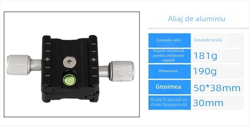 Bei Xin QR50B – suport cu eliberare rapidă pentru aparat, aliaj de aluminiu, încărcare 2-5 kg