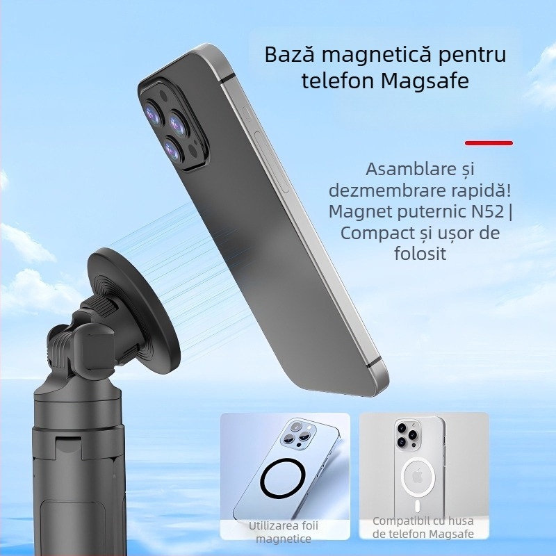Suport magnetic MagSafe pentru telefon – bază de trepied compactă pentru fotografie și vlogging, magnet NdFeB, ABS+PC, 37 g, montaj cu șurub de 1/4 inchi