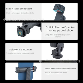 Clește pentru telefon cu dublu suport rece, montură rotativă orizontală/verticală – ABS, încărcare maximă 2 kg