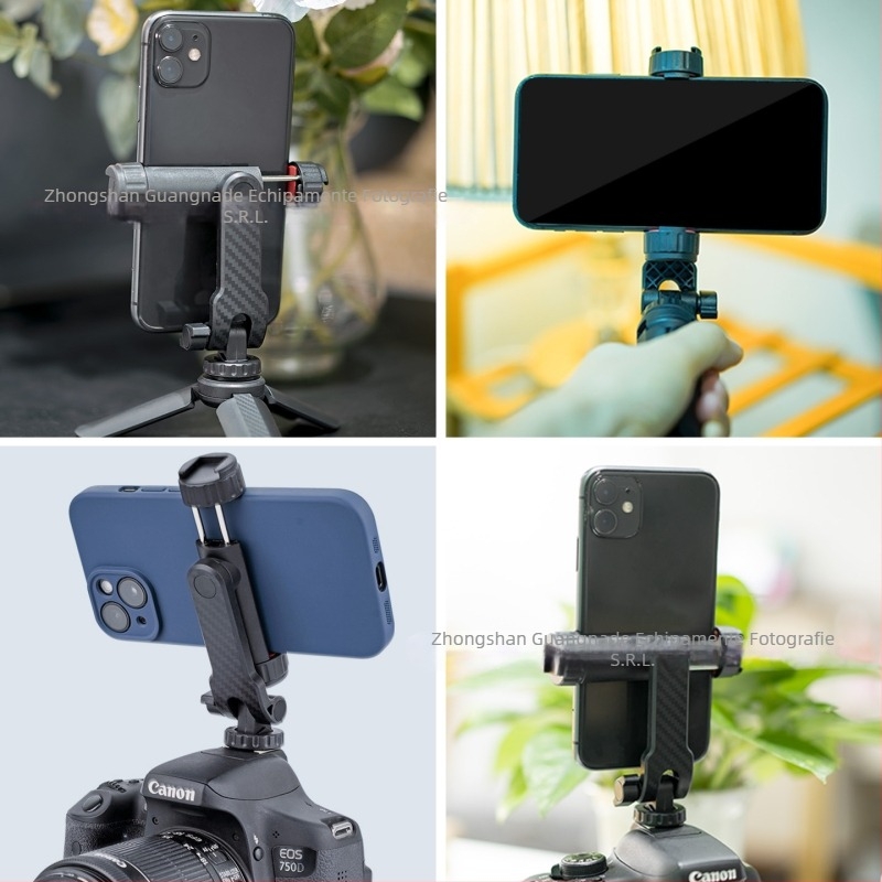 Clește pentru telefon cu dublu suport rece, montură rotativă orizontală/verticală – ABS, încărcare maximă 2 kg