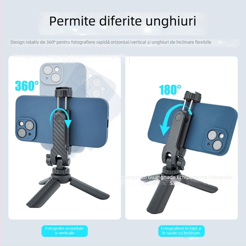 Clește pentru telefon cu dublu suport rece, montură rotativă orizontală/verticală – ABS, încărcare maximă 2 kg