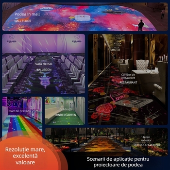 Proiector holografic 3D interactiv pentru podea, fără ochelari – Model zs-3777, 1080P, 3600 lumeni, 350W