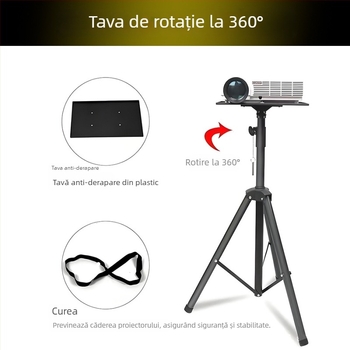 Suport universal pentru proiector, suport triunghiular de podea, telescopic, pliabil și mobil