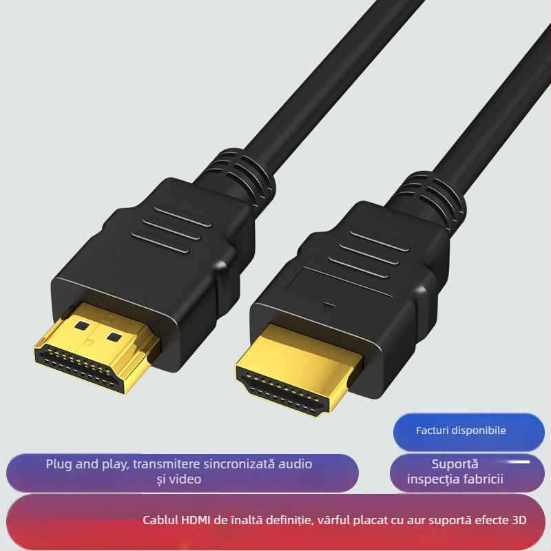 Cablu HDMI 1,5 m, versiunea 1.4, suport 1080p, conectori placati cu aur, miez din oțel cu înveliș de cupru, compatibil cu calculatoare, televizoare, proiectoare, monitoare și set-top box