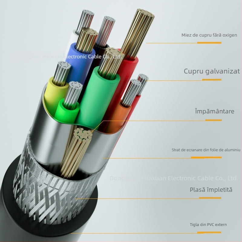 Cablu VGA pentru PC-uri desktop și monitoare, conectori placați cu nichel, fibră opticǎ