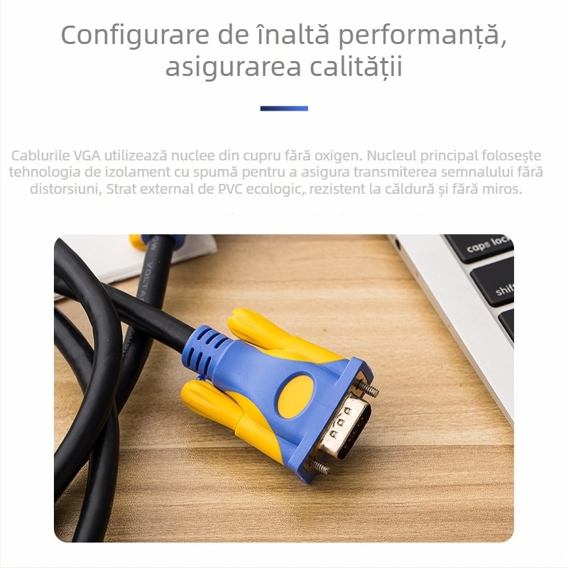 Cablu VGA HYX-28, cupru fără oxigen placat aur, 15 pini, M-M pentru proiectoare