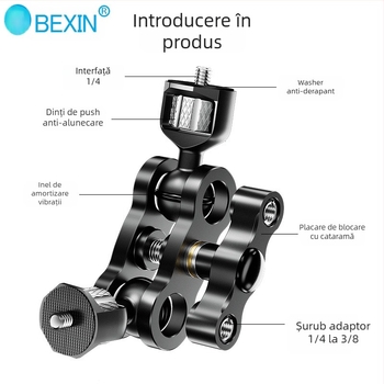 BEXIN TM-5 Braț magic universal din aluminiu pentru microfon și monitor, reglaj multiunghi, încărcare maximă 6 kg