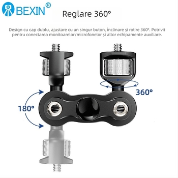 BEXIN TM-5 Braț magic universal din aluminiu pentru microfon și monitor, reglaj multiunghi, încărcare maximă 6 kg