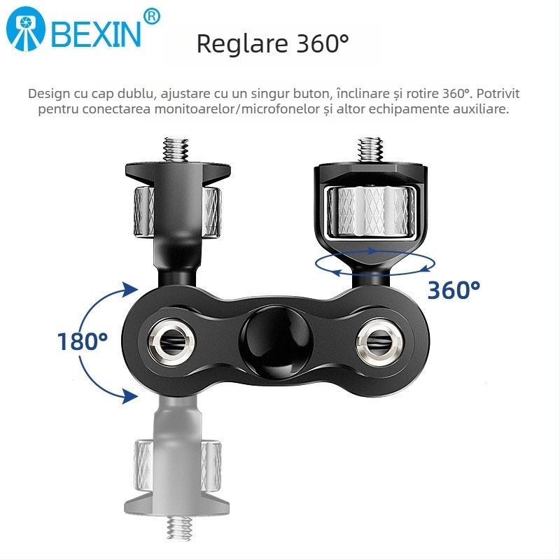 BEXIN TM-5 Braț magic universal din aluminiu pentru microfon și monitor, reglaj multiunghi, încărcare maximă 6 kg