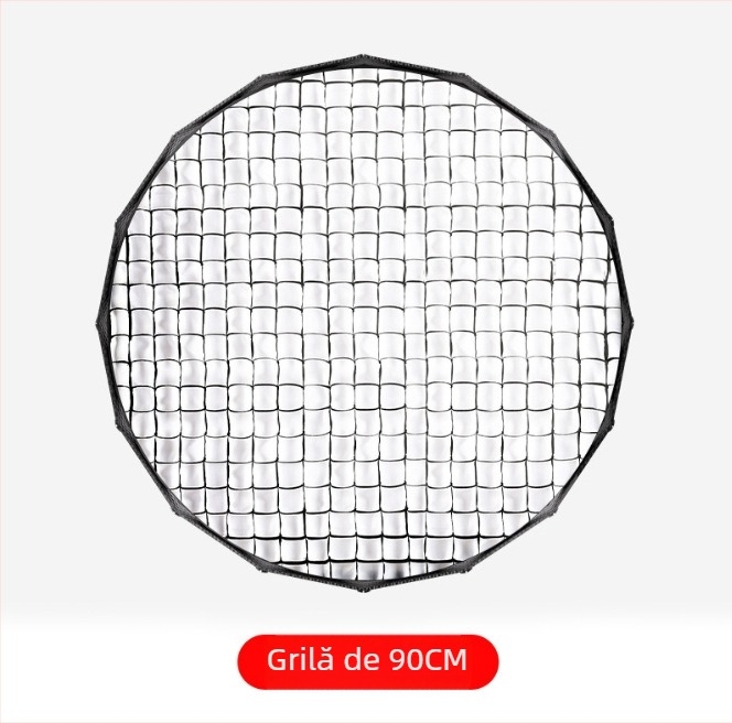 Softbox profund pentru fotografie cu grilă, model RG-90, din fibră de carbon, greutate 1 kg, sarcină 2-5 kg