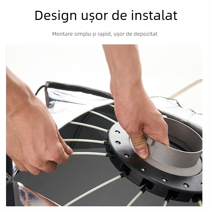 Softbox profund pentru fotografie cu grilă, model RG-90, din fibră de carbon, greutate 1 kg, sarcină 2-5 kg