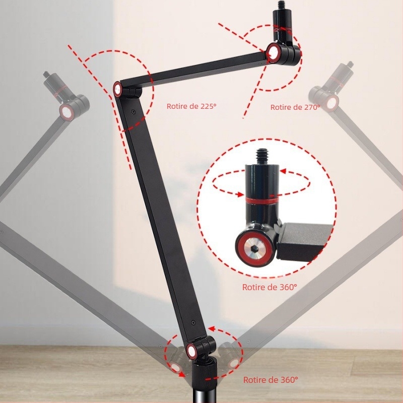 Suport pentru proiector cu articulație 1/4, din oțel carbon, înălțime de lucru 155 cm, diametrul țevii 25 mm, 4 articulații, greutate 2,4 kg