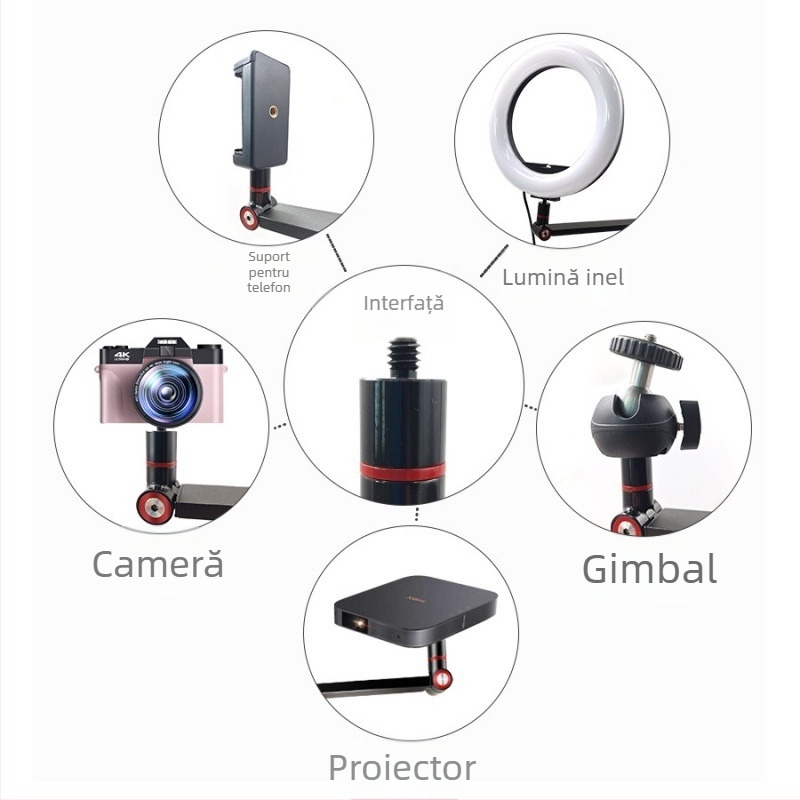 Suport pentru proiector cu articulație 1/4, din oțel carbon, înălțime de lucru 155 cm, diametrul țevii 25 mm, 4 articulații, greutate 2,4 kg