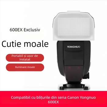 Difuzor pentru lumină moale pentru bliț Canon 600EX-RT, compatibil cu bliț Canon 600EX hot shoe, model 600EX-RT, greutate 0.1 kg
