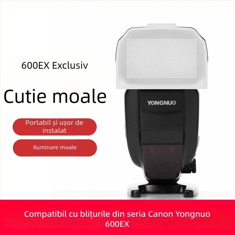 Difuzor pentru lumină moale pentru bliț Canon 600EX-RT, compatibil cu bliț Canon 600EX hot shoe, model 600EX-RT, greutate 0.1 kg