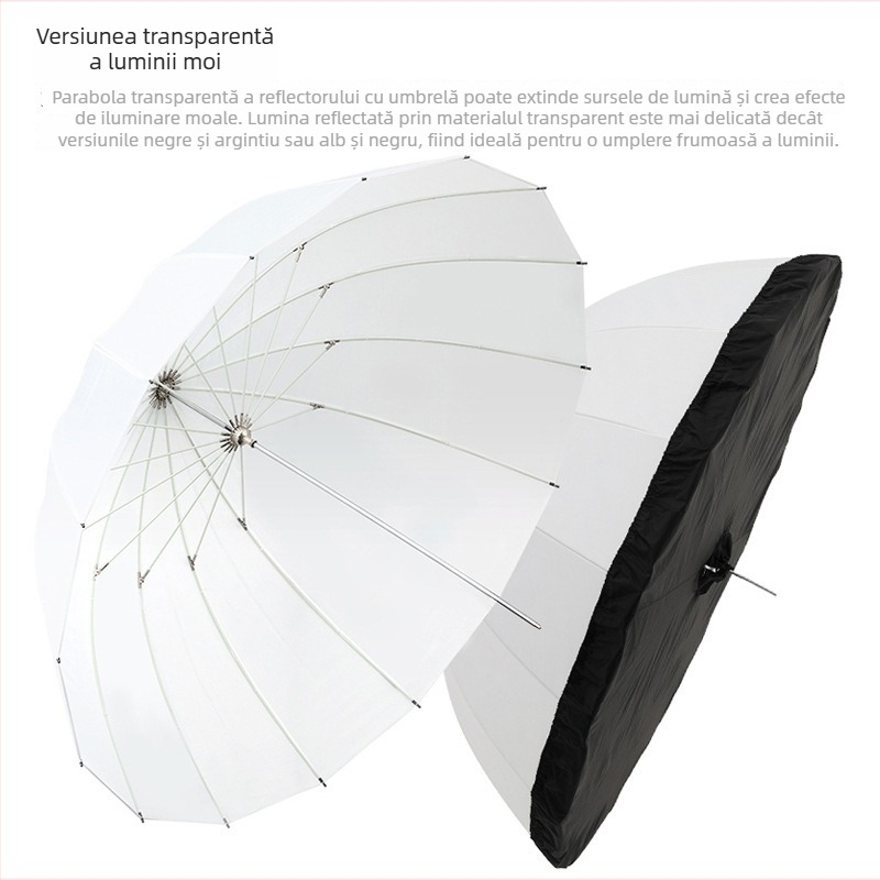 Umbrelă fotografică parabolică pentru lumină difuză, reflector pentru portrete în studio, design parabolic, material pânză Butterfly / ramă metalică, sarcină 2-5 kg, compatibil cu bliț / iluminat de film