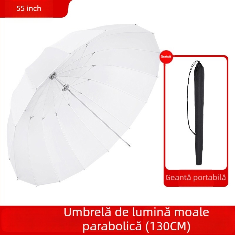 Umbrelă fotografică parabolică pentru lumină difuză, reflector pentru portrete în studio, design parabolic, material pânză Butterfly / ramă metalică, sarcină 2-5 kg, compatibil cu bliț / iluminat de film