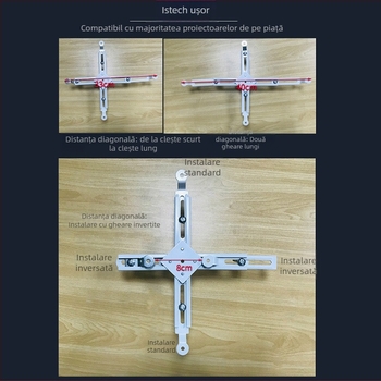 Suport de plafon pentru proiector, țeavă pătrată – universal pentru casă și birou – braț de ridicare multifuncțional