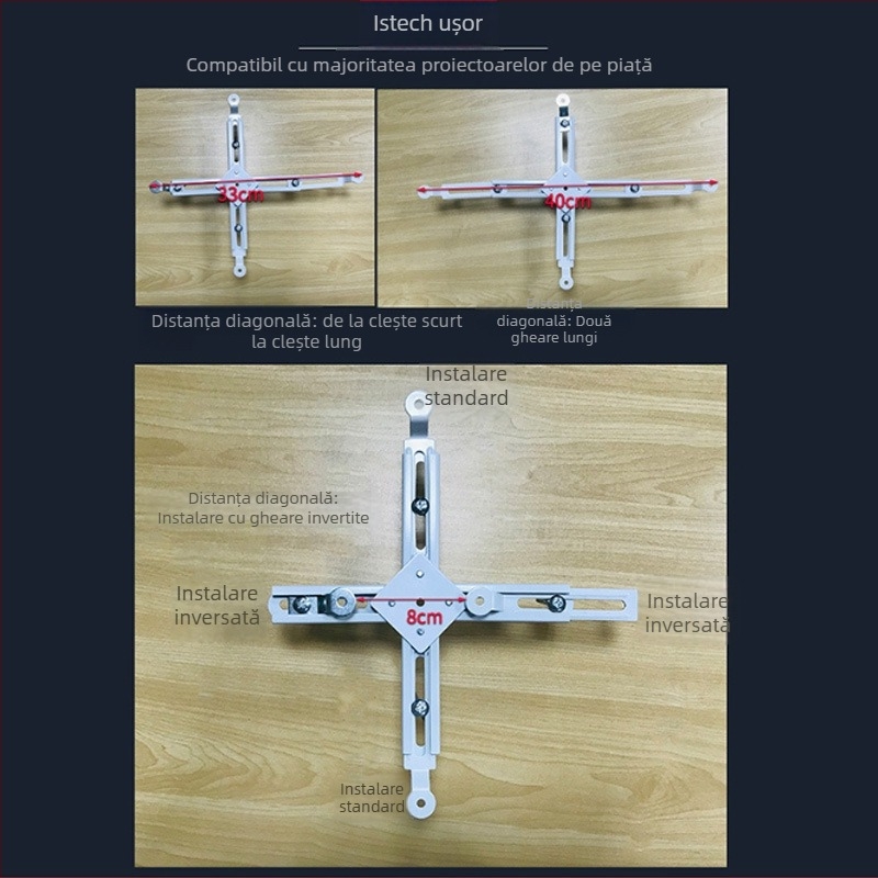 Suport de plafon pentru proiector, țeavă pătrată – universal pentru casă și birou – braț de ridicare multifuncțional