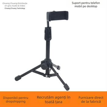 Shadow Fiber E09 Suport Microfon – Stativ de birou, trepied pentru microfoane wireless și condensator, cu suport pentru telefon