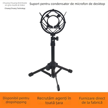 Shadow Fiber E09 Suport Microfon – Stativ de birou, trepied pentru microfoane wireless și condensator, cu suport pentru telefon