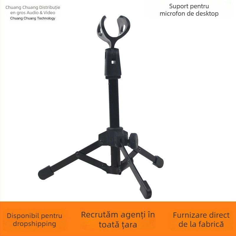 Shadow Fiber E09 Suport Microfon – Stativ de birou, trepied pentru microfoane wireless și condensator, cu suport pentru telefon