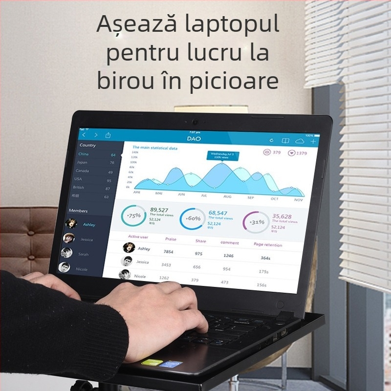 Suport de podea pentru laptop și proiector, trepied metalic reglabil pe înălime, model JYX001, greutate 2,7 kg, compatibil universal