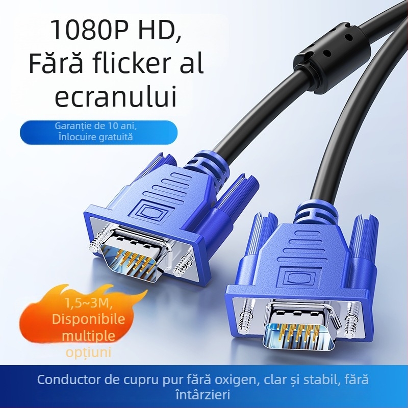 Cablu VGA 1,5 m pentru laptop, monitor și proiector